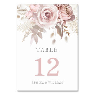 Numéro De Table Rose Divin Gold Blush Mariage Floral