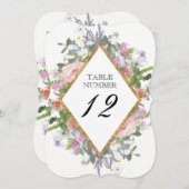 Numéro de table Rose doré Floral Rustique Élégant (Devant / Derrière)