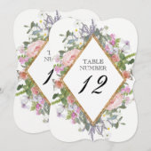 Numéro de table Rose dorée Floral Rustique Élégant (Devant / Derrière)