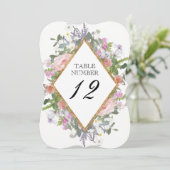 Numéro de table Rose dorée Floral Rustique Élégant (Debout devant)