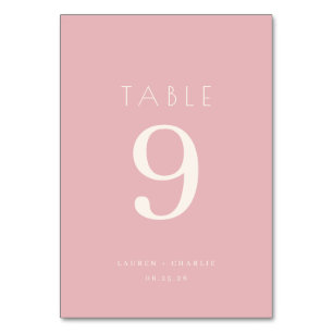 Numéro de table rose élégant