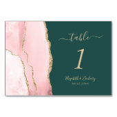 Numéro De Table Rose Émeraude Vert Mariage Agate Or (Devant)