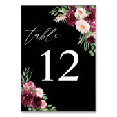 Numéro De Table Rose et bordeaux floral 7 - Noir (Dos)