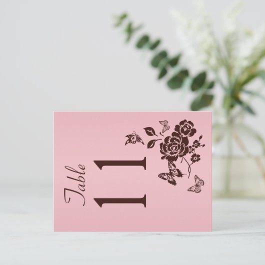 Numéro de table rose et marron Blush recto-verso (Debout devant)