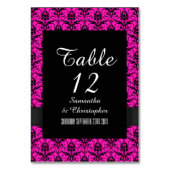Numéro De Table Rose et noir damassé (Dos)
