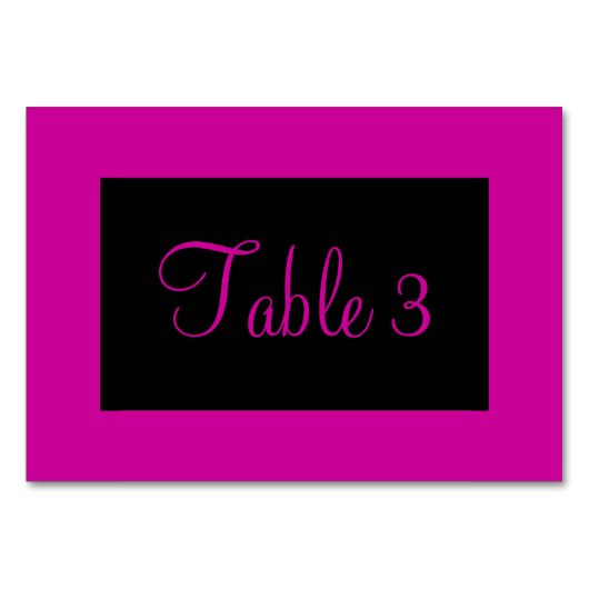 Numéro De Table Rose et Noir Numéroté (Dos)