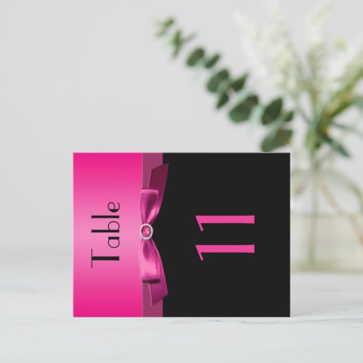 Numéro de table rose et noire à deux côtés (Debout devant)