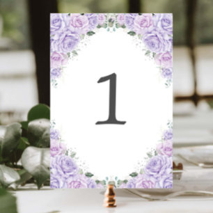 Numéro De Table Rose Fleur de Lilas Violet Fête d'anniversaire Dou