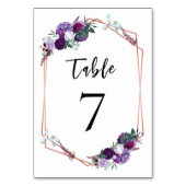 Numéro De Table Rose Floral violet Mariage géométrique or (Dos)