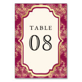 Numéro De Table Rose Fuschia Or Lace Dorée Mariage Indien (Dos)
