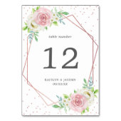 Numéro De Table Rose géométrique chic Gold Foil Mariage floral (Dos)