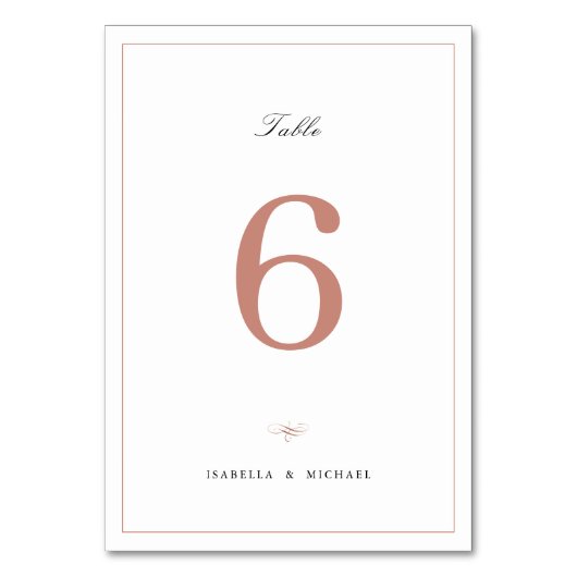 Numéro De Table Rose Gold Classic Élégance Script Mariage simple (Par défaut)