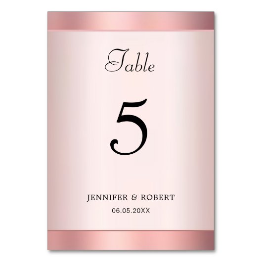 Numéro De Table Rose Gold Elegant Script main Modèle moderne (Dos)