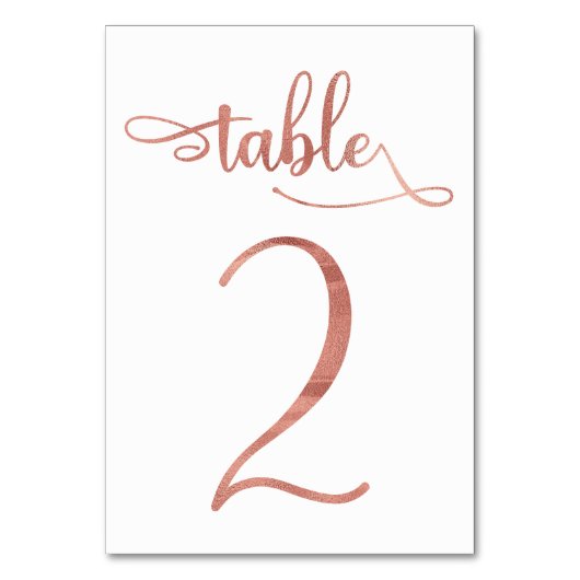 Numéro De Table Rose Gold faux feuille 3.5x5 | Tableau 2 (Par défaut)