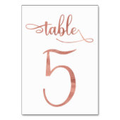Numéro De Table Rose Gold faux feuille 3.5x5 | Tableau 5 (Dos)