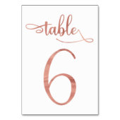 Numéro De Table Rose Gold faux feuille 3.5x5 | Tableau 6 (Dos)