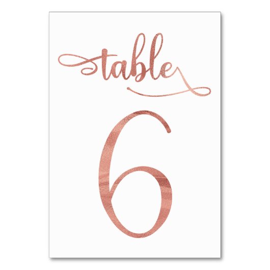Numéro De Table Rose Gold faux feuille 3.5x5 | Tableau 6 (Par défaut)
