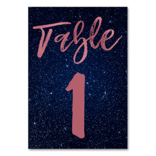 Numéro De Table Rose Gold Foil et Navy Blue Table Numéro