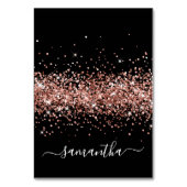 Numéro De Table Rose Gold Glitter Signature Name Black Place Cards (Par défaut)
