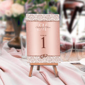 Numéro De Table Rose Gold Monogramme Damask Parties scintillant Ma