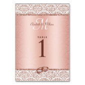 Numéro De Table Rose Gold Monogramme Damask Parties scintillant Ma (Par défaut)