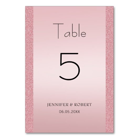 Numéro De Table Rose Gold Pailleté Élégant Script Manuscrit (Par défaut)