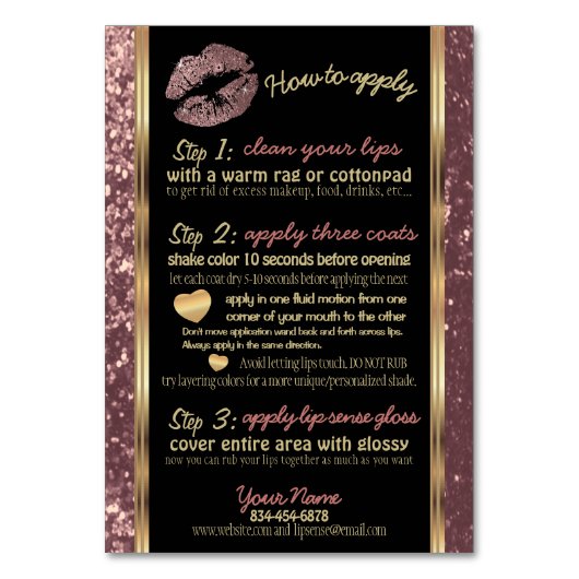 Numéro De Table Rose Gold Parties scintillant Lip Comment applique (Par défaut)