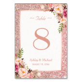 Numéro De Table Rose Gold Parties scintillant rose Floral Mariage  (Par défaut)
