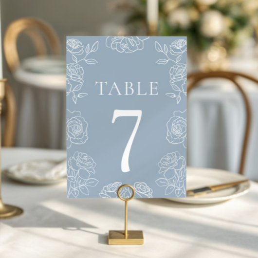 Numéro De Table Rose Mariage moderne Dusty Blue