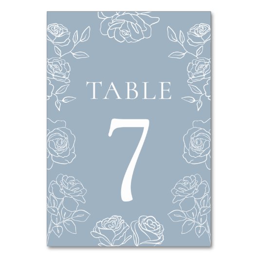 Numéro De Table Rose Mariage moderne Dusty Blue (Par défaut)