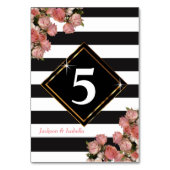 Numéro De Table Rose Mariage or noir & blanc bande (Dos)