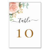 Numéro De Table rose mariage or vert eucalyptus (Dos)