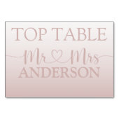 Numéro De Table Rose moderne Gold Gradient Mariage Top Table (Dos)