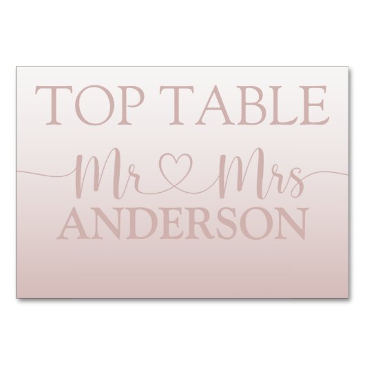 Numéro De Table Rose moderne Gold Gradient Mariage Top Table (Dos)
