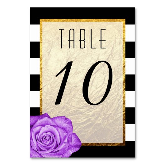 Numéro De Table Rose moderne violet Faux Gold Foil Mariage rayé (Par défaut)