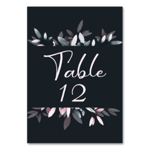 Numéro De Table Rose Navy Élégant Floral Aquarelle