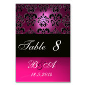 NUMÉRO DE TABLE ROSE, NOIR DE FUCHSIE, MONOGRAMME DE DOMMASSE BLAN (Dos)