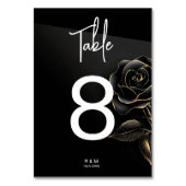 Numéro de table Rose Noir et Or Élégant (Dos)
