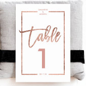 Numéro De Table Rose or frame script blanc table numéro