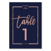 Numéro De Table Rose or frame script marine bleu table numéro (Dos)