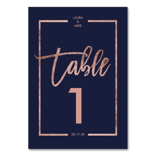 Numéro De Table Rose or frame script marine bleu table numéro (Par défaut)