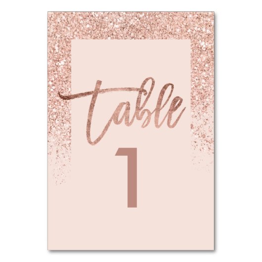 Numéro De Table Rose or parties scintillant chic rose pâle numéro  (Par défaut)