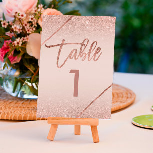 Numéro De Table Rose or parties scintillant script de la table bla