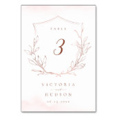 Numéro De Table Rose or simple crête botanique monogramme mariage (Par défaut)