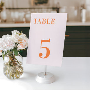 Numéro De Table Rose Orange Pêche Abricot Écraser Table 7 Mariage