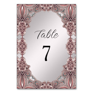 Numéro de table rose ornemental