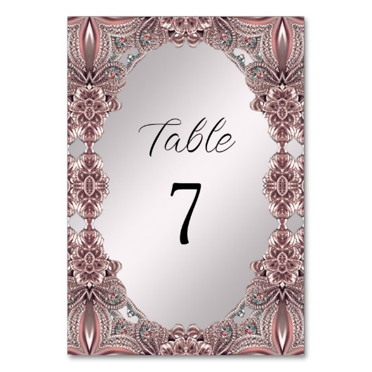 Numéro de table rose ornemental (Dos)