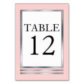 Numéro De Table Rose pâle | ARGENT | Blanc Moderne Simple Élégant (Dos)
