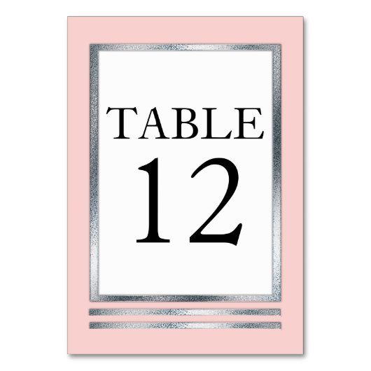 Numéro De Table Rose pâle | ARGENT | Blanc Moderne Simple Élégant (Par défaut)