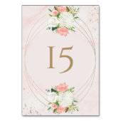 Numéro De Table Rose Pâle et Fleurs Aquarelle Dorées (Dos)